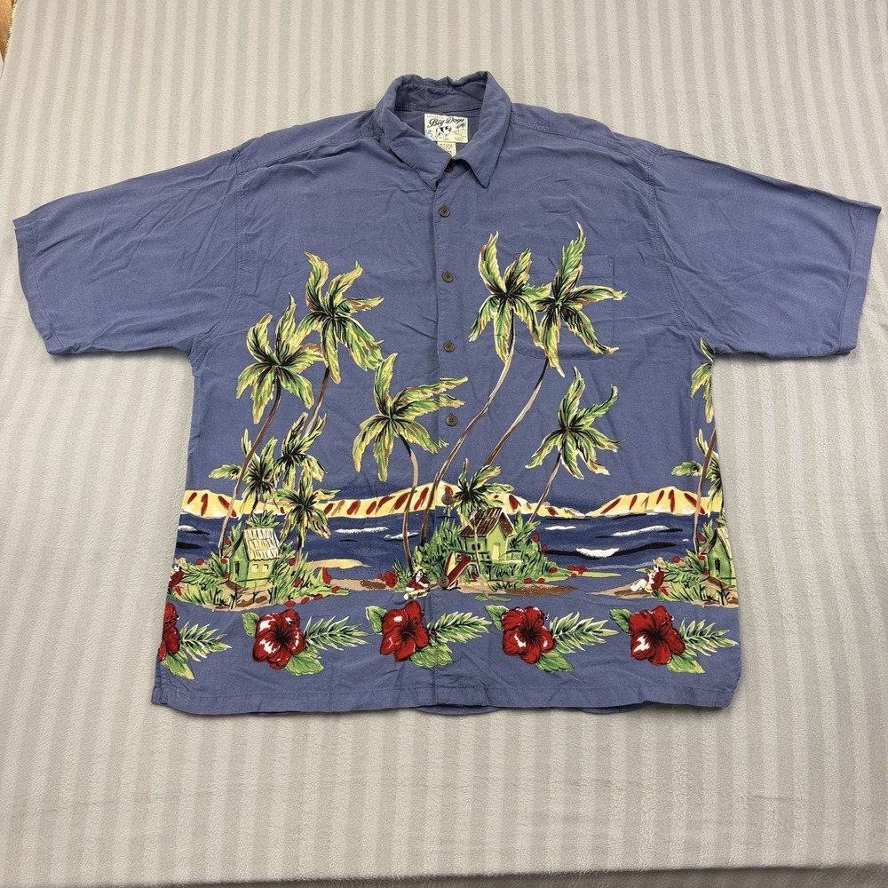 Authentic BIG DOGS Button Down Shirt Men's Size XL Hawaiian Short Sleeve
